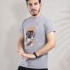 تيشيرت قطن مطبوع رصاصي